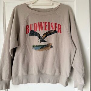 Budweiser Tan Sweatshirt with Red Logo and Eagle Design